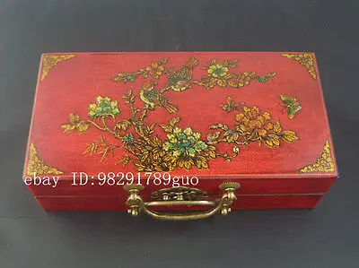 Китайский дракон феникс Цветок Птица деревянная кожаная коробка шахматы набор 32