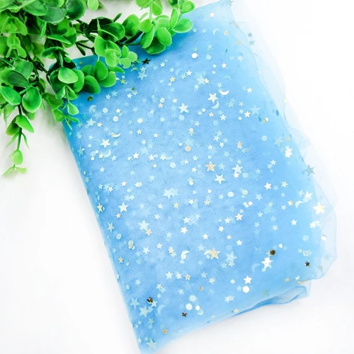 blue 1 шт., 1*1,5 м, романтичный тюлевый фон со звездами, органза, тюль, свадебное украшение для самостоятельной сборки юбки, принадлежности для свадьбы, дня рождения, вечеринки - Цвет: blue