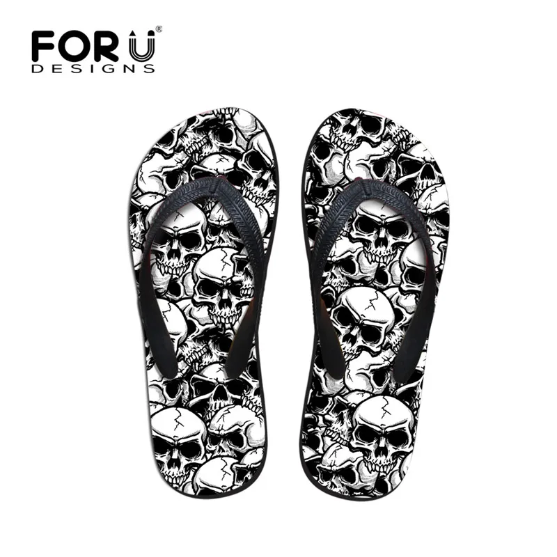 FORUDESIGNS/летние пляжные шлепанцы для мужчин модные мужские с принтом в виде черепов