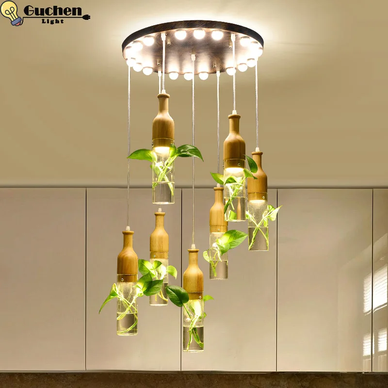 Стеклянная Подвесная лампа подвесной светильник в горшке для ресторана