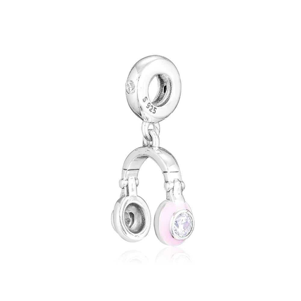 

Подходят для браслетов CKK Charms, розовые наушники, подвесные бусины, 100% Φ-серебряные-ювелирные изделия, бесплатная доставка