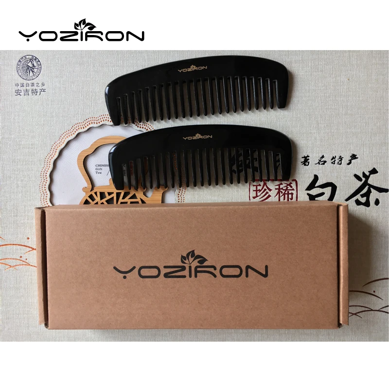 YOZIRON высокое качество натуральны широкие зубья расчески из бычьего рога волос не