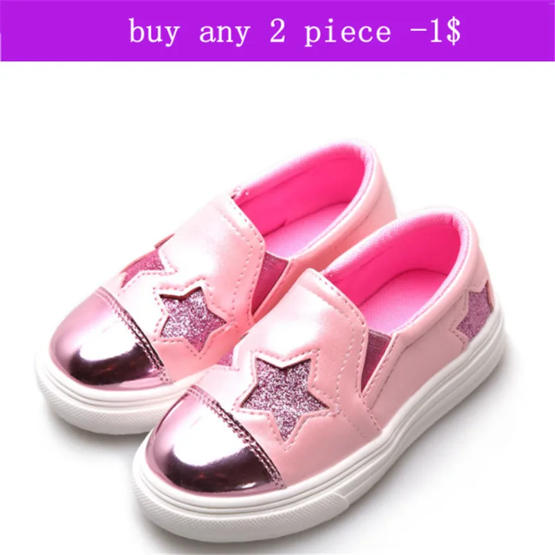 Fashion Little Kids Shoes For Girls Star Printed Slip-on Children School Infant Brand Size 26-36 | Детская одежда и обувь