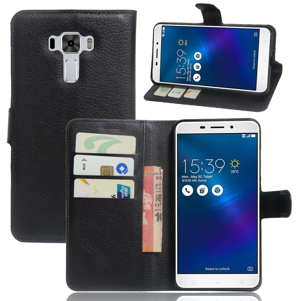 Original PU Leather Wallet Case for Asus Zenfone 3 Laser ZC551KL Phone Bag Cover with Stand Function and Visa Card Slot | Мобильные