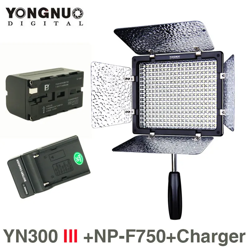Светодиодный светильник YONGNUO YN300 III 5500K 300 для камеры свадьбы с зарядным