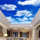 Фотообои на заказ, 3D обои с изображением синего неба, белых облаков, природы, современные потолочные обои для гостиной, ресторана, нетканые 3D обои