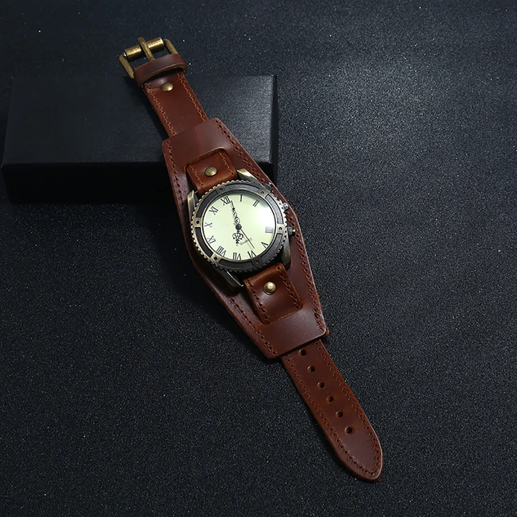

Men Watch Punk Retro Simple Fashion Pin Buckle Strap Leather man watches vintage men wristwatch clock male watch