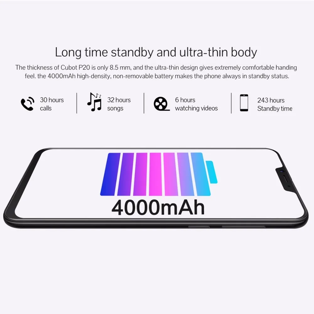 Cubot P20 6 18 'ཏ:9 Notch Экран 4 ГБ 64 MT6750T 8 ядерный Смартфон Android 0 4000 мАч 2246*1080 20MP + 2.0MP г