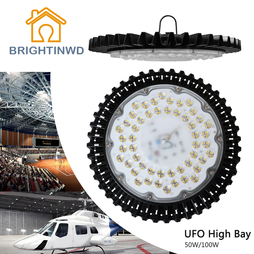 BRIGHTINWD 220 В 240 50 Вт 100 Высокая мощность НЛО светодиодный светильник высокого залива