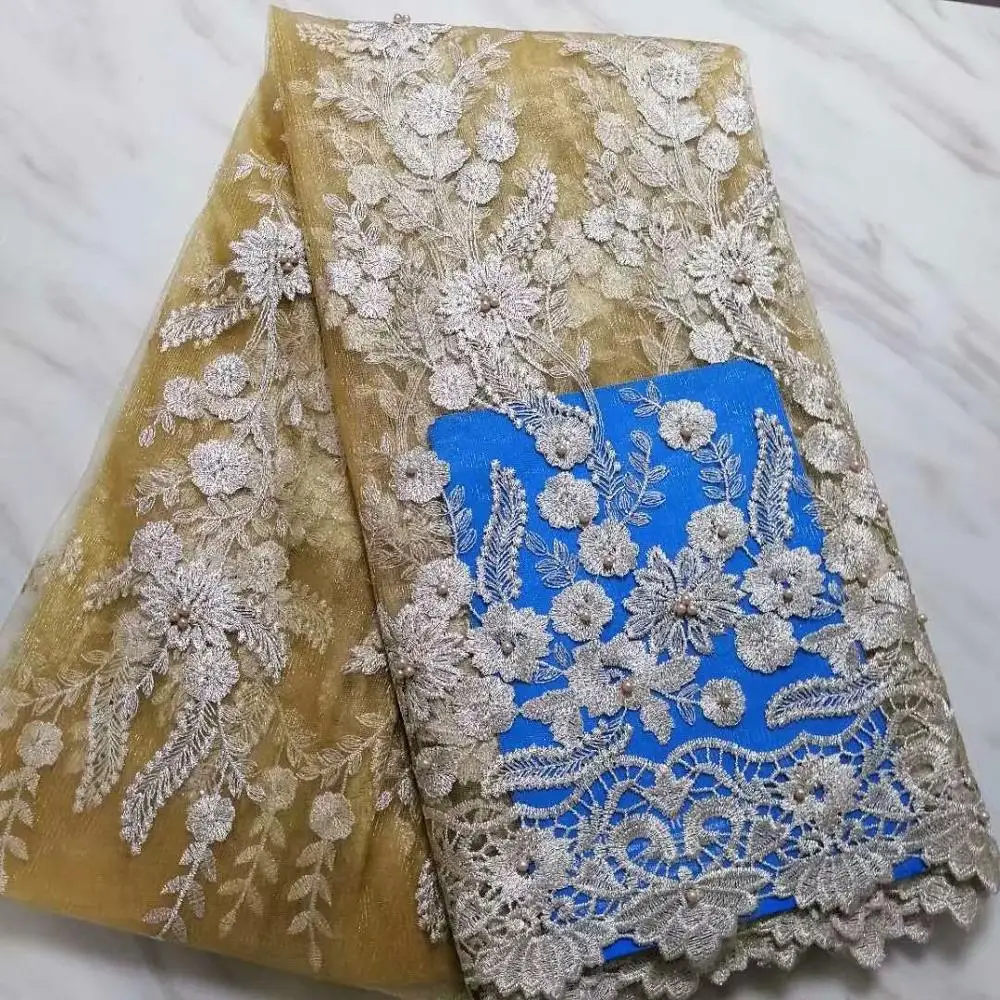 Wholesale high quality African lace fabric milk silk decals French gauze Nigeria wedding dress 2019 new style | Дом и сад