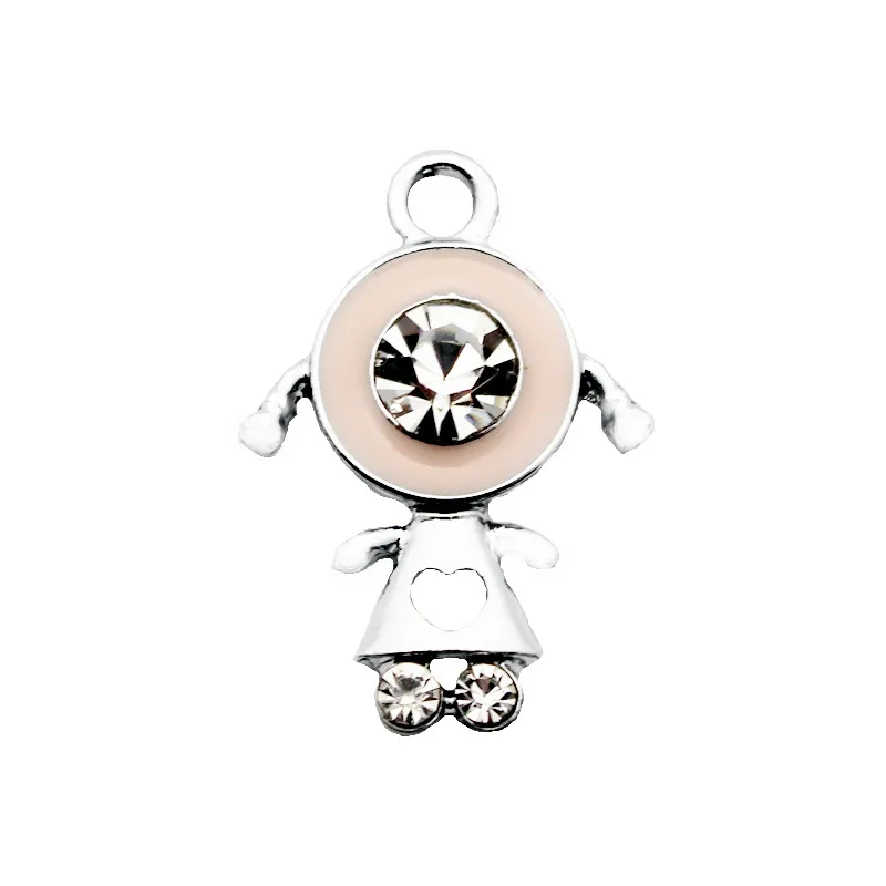 Newest 20pcs/lot crystal girl dangle charms lobster clasp hanging pendant charm for bracelet jewelry accessories | Украшения и