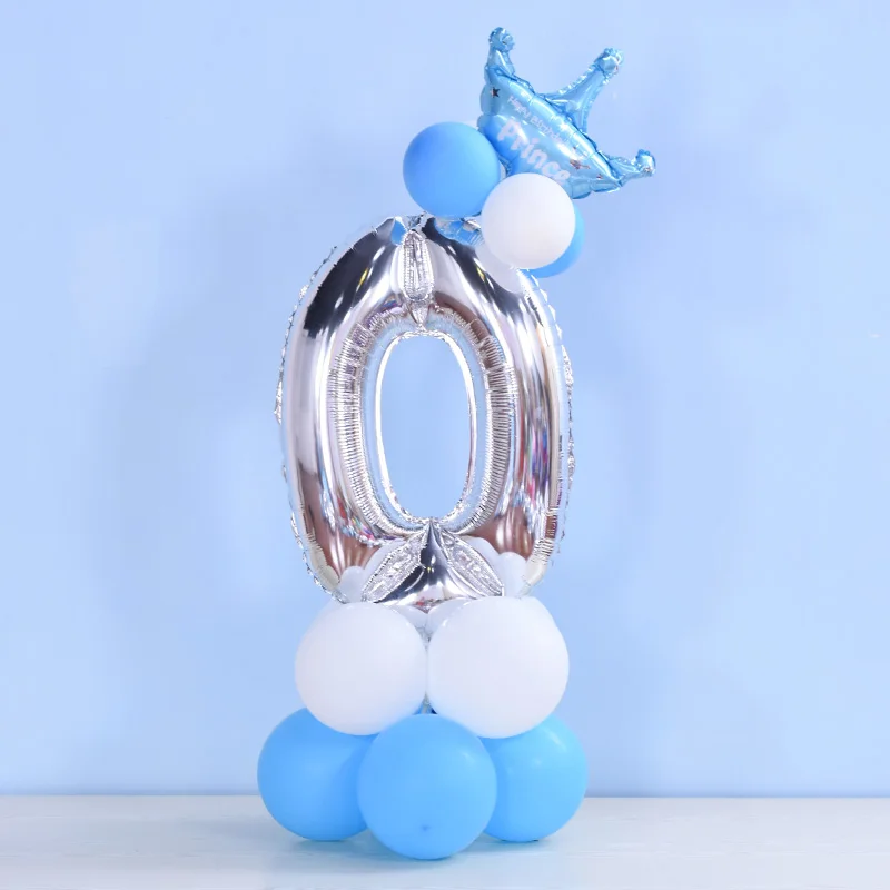 Серебряные 30 дюймов цифры 0 9 фольгированные воздушные шары для будущей мамы