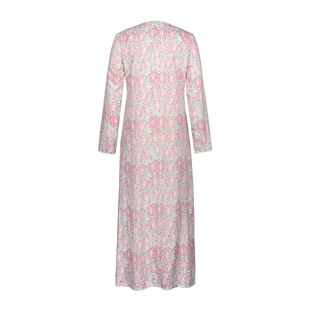 Женское платье макси с длинным рукавом Boho Пляжное цветочным принтом на осень