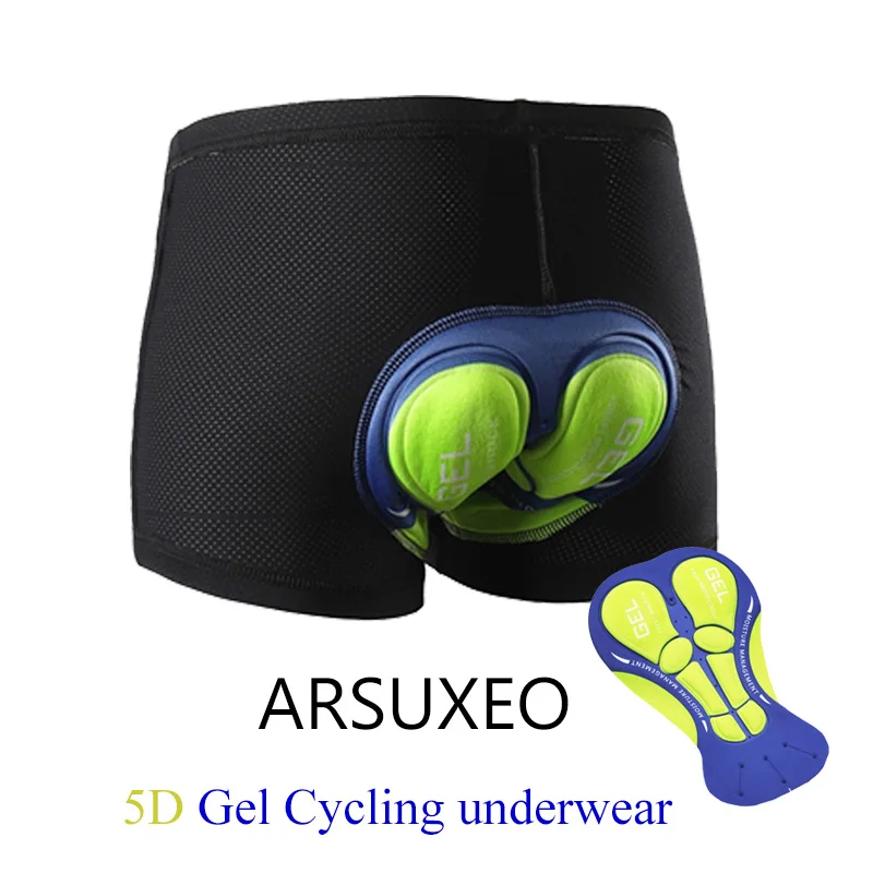 

ARSUXEO Men's Cycling Underwear Bicycle Mountain MTB Shorts Riding bike 5D gel underwear Soft Pad Unisex Bicycle Tights Shorts