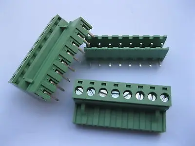 

120 pcs 5.08mm Angle 8 pin Screw Terminal Block Connector Pluggable Type Green