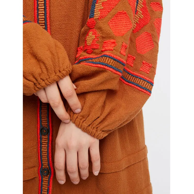 Асимметричное Платье макси с вышивкой свободное богемное платье расклешенными