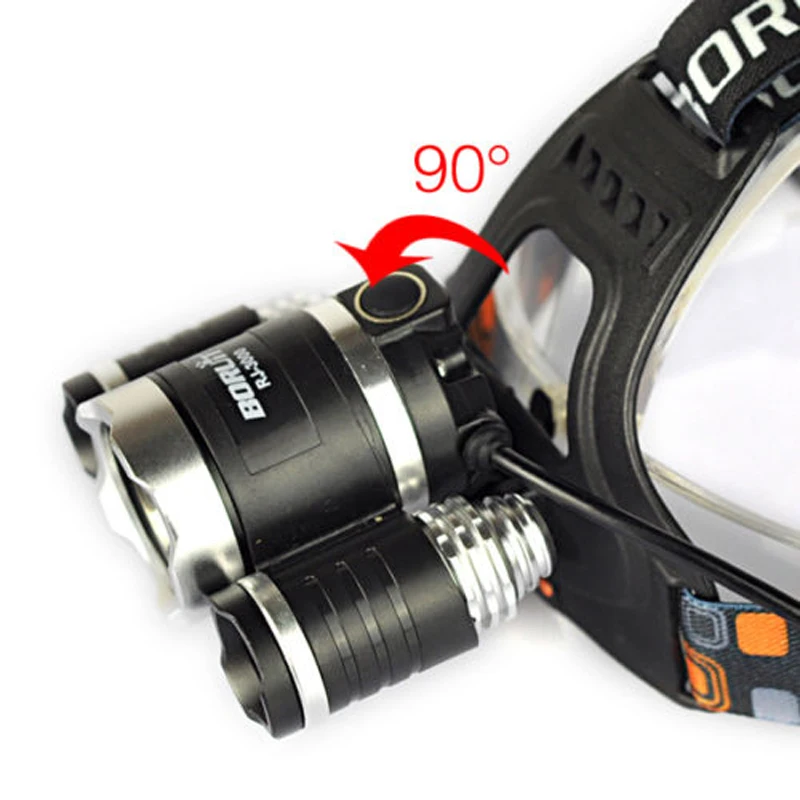 BORUIT 6000LM 3x XM L T6 светодиодный налобный фонарь + 2X18650 AC/USB/Автомобильное зарядное