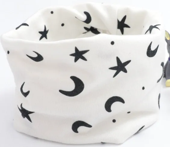 white star dot Коллекция года, весенне-осенний хлопковый шарф для девочек детский шейный платок с рисунком совы для девочек, детское кольцо с круглым вырезом, волшебный шарф для мальчиков, детская одежда - Цвет: white star dot