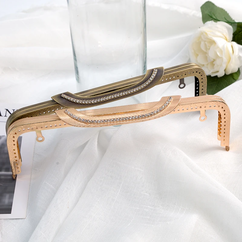 1pc Gold/Bronze Metal Frame Kiss Clasp Lock Handle Arch For DIY Purse Bag Diamond Square Craft 25cm | Багаж и сумки
