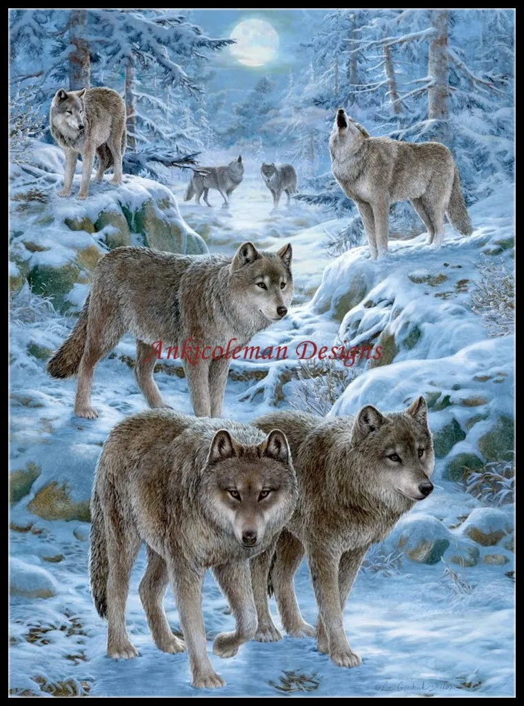 

Needlework for embroidery DIY DMC High Quality - Counted Cross Stitch Kits 14 ct Oil painting - Winter Wolves