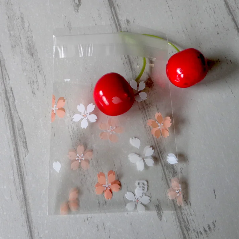 100 шт вишневого цвета маленькие прозрачные пакеты для печенья самоклеющиеся