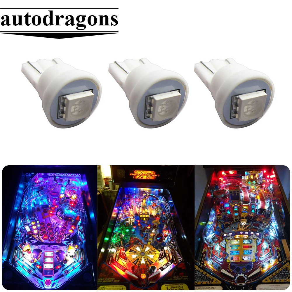 Autodragons 100 шт. светодиодные фонари 6 3 В постоянного тока 6000K супер белый для Bally Pinball