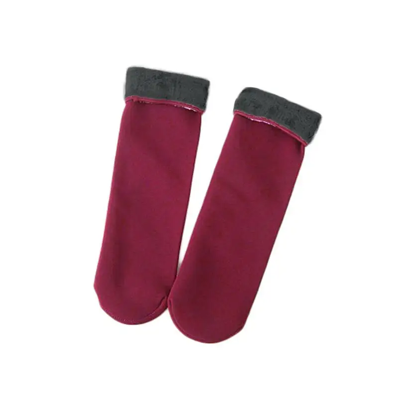Wine Red Женские осенне-зимние носки, бархатные утолщенные Носки, повседневные домашние зимние носки-тапочки, теплые носки для сна - Цвет: Wine Red