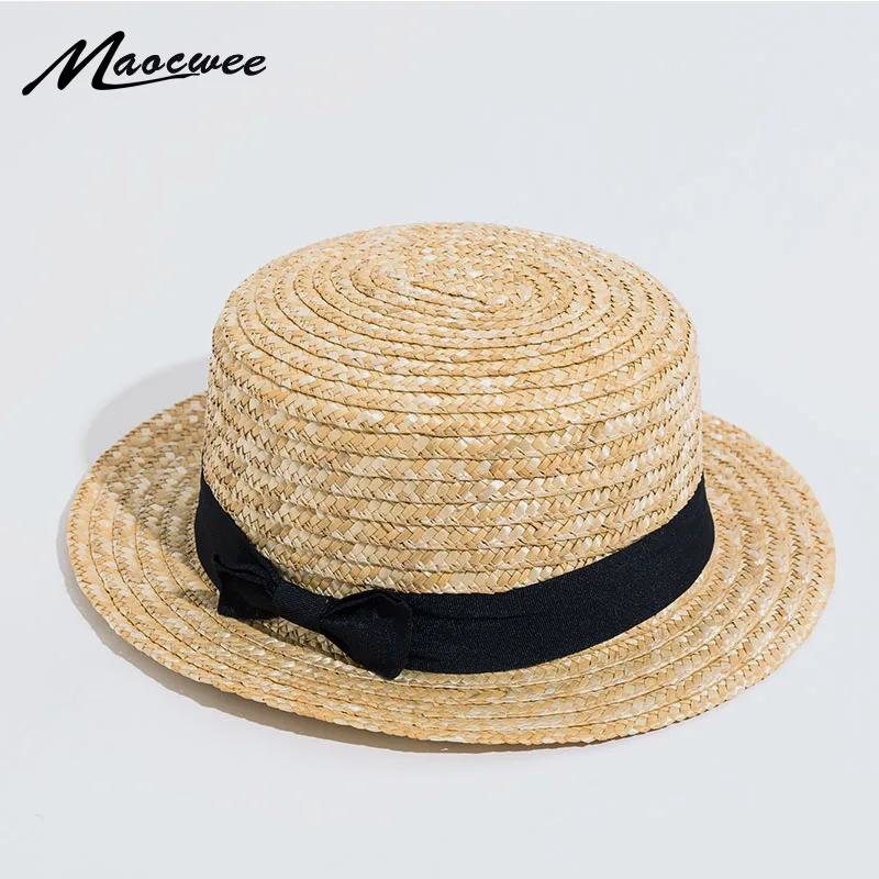 

Straw Hats Summer Women Boater Beach Hat Female Casual Panama Hat Lady Ribbon Classic Bowknot Flat Sun Hat Women Fedoras Travel