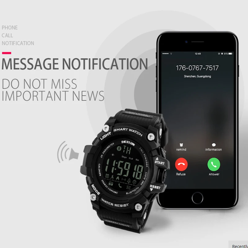 BOZLUN Bluetooth SmartWatch Sport Men Smart Watch inteligente Wearable Device Relogio Reloj 50m Waterproof Wrist Bracelet ST01 |