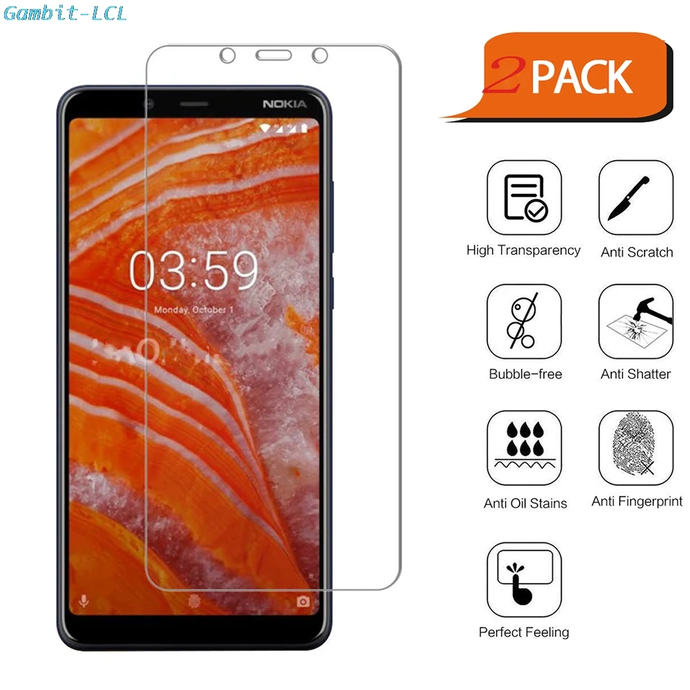 2 шт. 2.5D 9H Премиум Закаленное стекло для Nokia 3 1 Plus 6 &quot3 защитная пленка|Защитные
