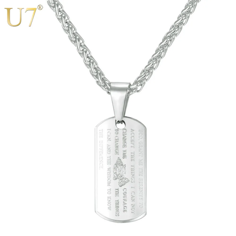 Ожерелье с молитвенными руками U7 серебряного цвета из нержавеющей стали хип хоп