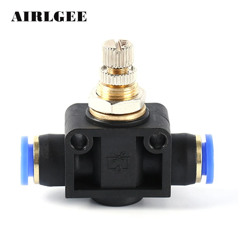 Pneumatic 2Way Air Flow Speed Controller 4mm 6mm 8mm 10mm 12mm OD Tube Adjustable Quick union fittings Throttle Valve | Обустройство