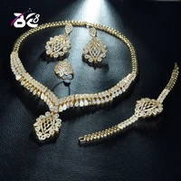 be 8 luxury dubai gold color jewelry exclusive cubic zirconia necklace earring braceletparty wedding jewelry set for women s231