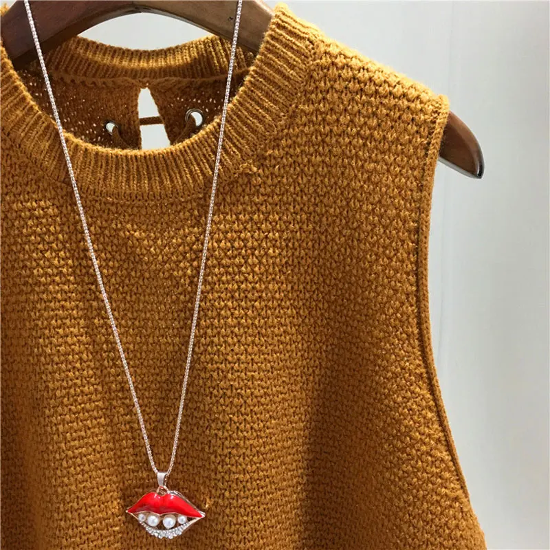 Женский свитер в стиле ретро на шнуровке вязаный пуловер винтажном женский