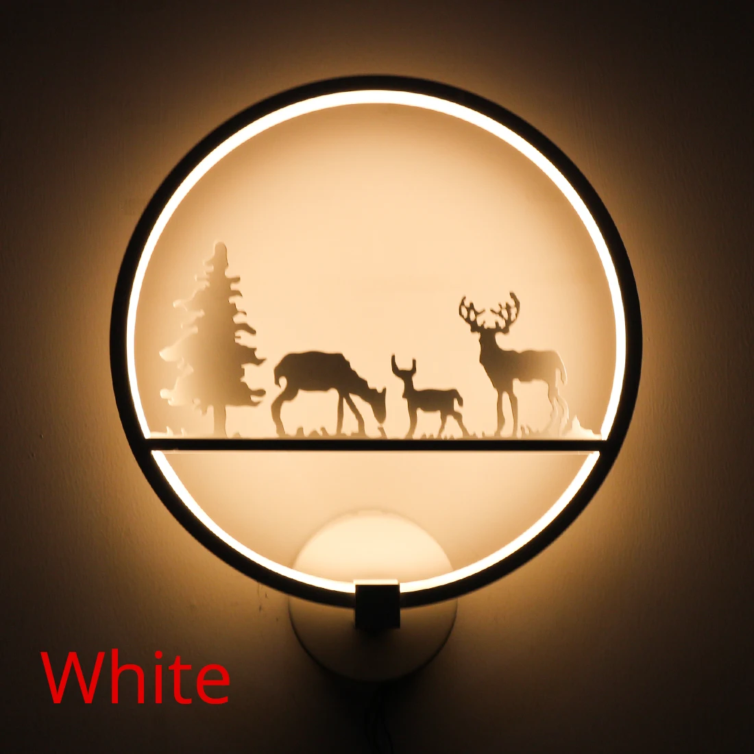 White deer Type A Светодиодный IARY круглый настенный светильник 12 Вт 90-260 V светодиодный настенный светильник животных черный, белый цвет окрашенный металлический Железный олень Современный домашний декор Освещение 3000K - Цвет абажура: White deer Type A