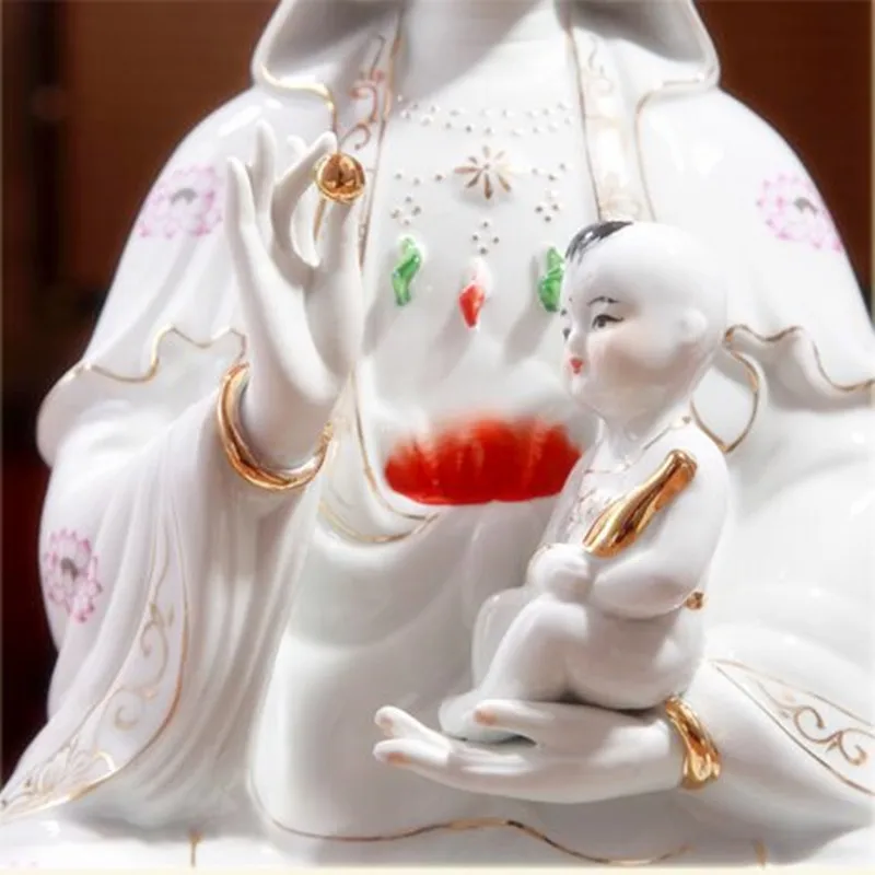 Детская керамическая статуэтка Гуаньинь разных размеров сидящая Статуэтка
