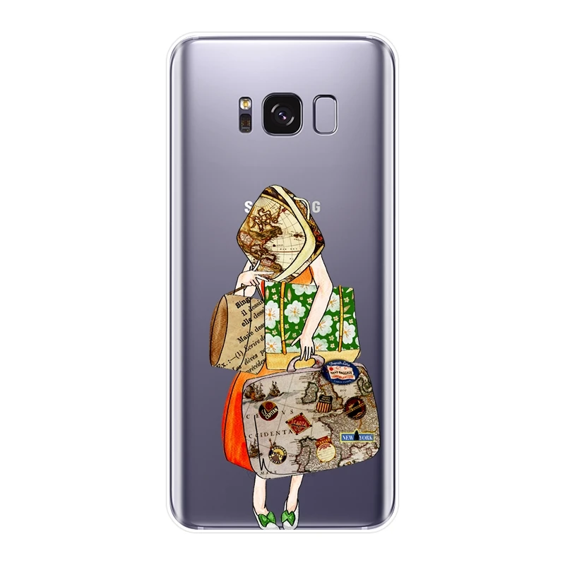 Задняя крышка для Samsung Galaxy S5 S6 S7 Edge S8 S9 Plus дорожный Мягкий силиконовый чехол