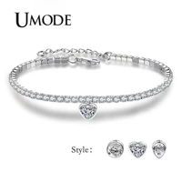 umode round waterdrop heart tennis bracelet women cubic zircon stone charm bracelet femme jewelry accessory ub0154