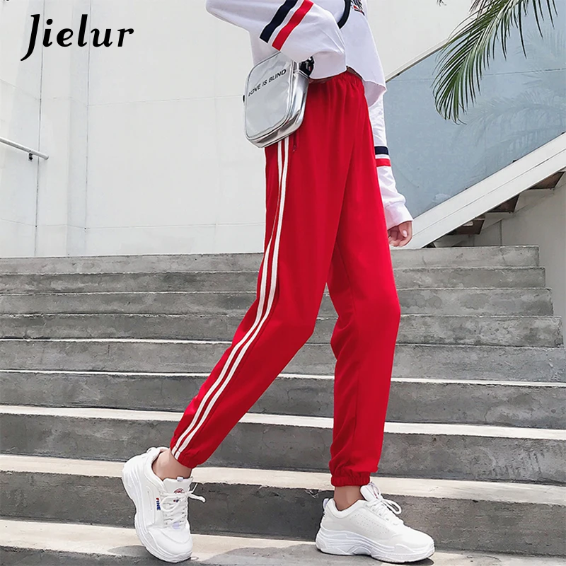 Jielur 2019 Kpop осенние спортивные штаны женские брюки на молнии с карманами женский