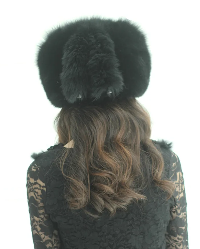 ladies fur hat Genuine Fox hair cap for women Autumn winter luxury skullies fashion design black H425 | Аксессуары для одежды