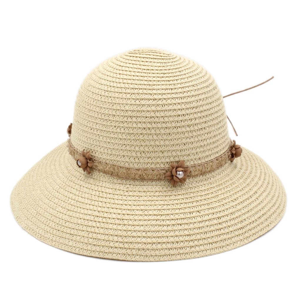 Mistdawn Floppy Brim женская соломенная шляпа летняя пляжная уличная шляпа от солнца котелок w/Цветочная кружевная лента Hatband размер 56-58 см