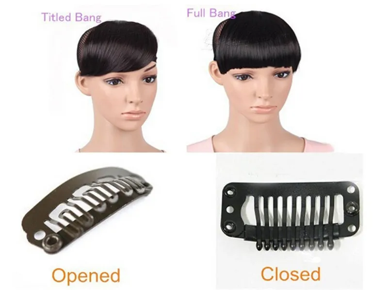 Gres Natural Straight Blunt Bangs Women Clip in Synthetic Hair Extensions Black/Brown Female Fringe Fake High Temperature Fiber