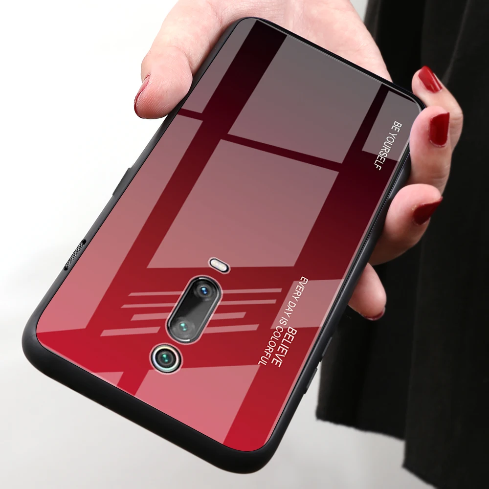 For Xiaomi F1 8 Lite 6 Pro 6X 5X Mix3 9 SE Gradient Tempered Glass Cover on for Redmi Go Note 5 5Plus 6A Note7 k20 7A case |