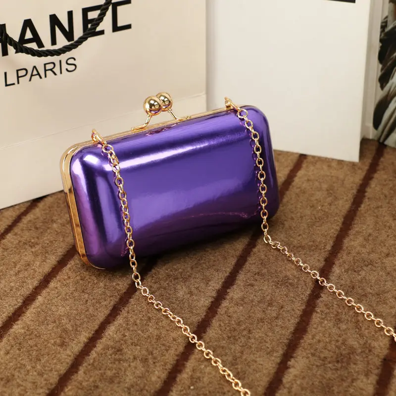 Purple LYKANEFU коробка карамельного цвета женские вечерние сумки рамка женские клатчи на день цепи плечевые сумки для вечерние свадебные сумочки большой/маленький - Цвет: Purple