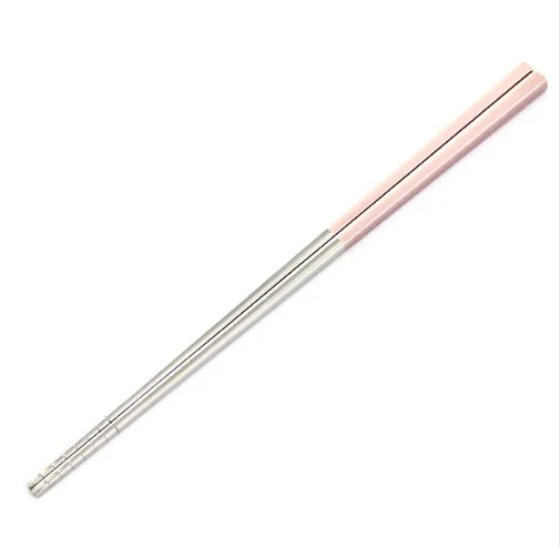 pink silver Роскошные европейские 304 из нержавеющей стали квадратные палочки для еды 23 см титан золото роза суши красочные китайские палочки для еды 1 пара кухня - Цвет: pink silver