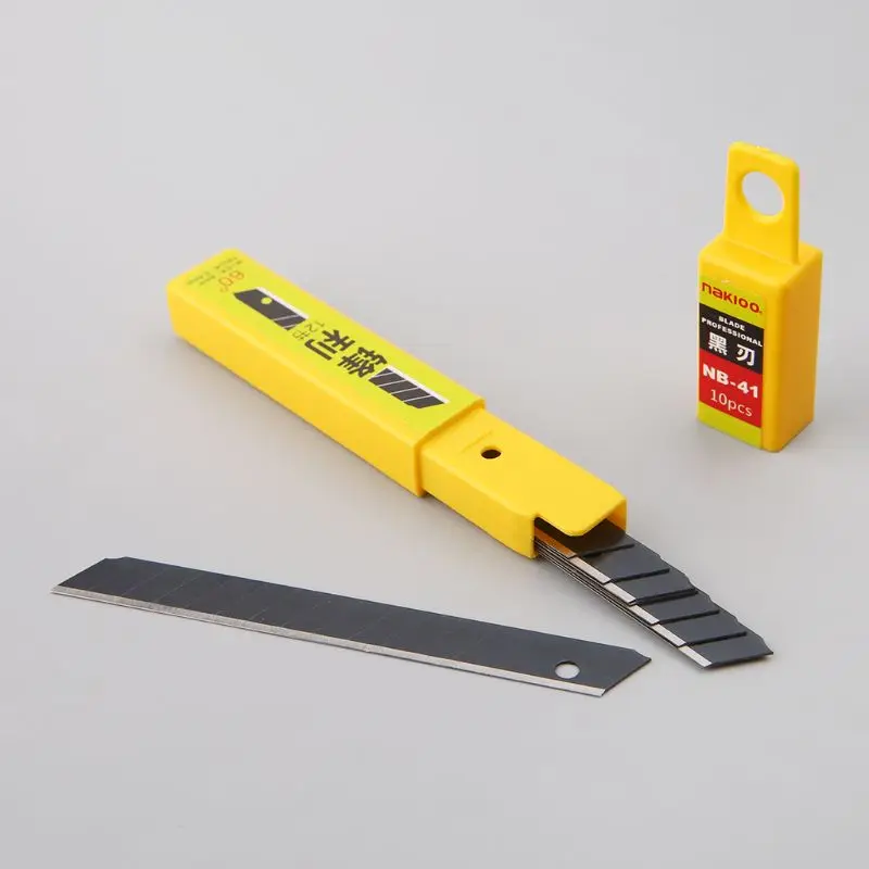 10pcs 60°Ultra Sharp Snap Off Replacement Razor Blades 9mm Shaving Blade Utility Knife Tools Carbon Steel NB-41 Utility Blades