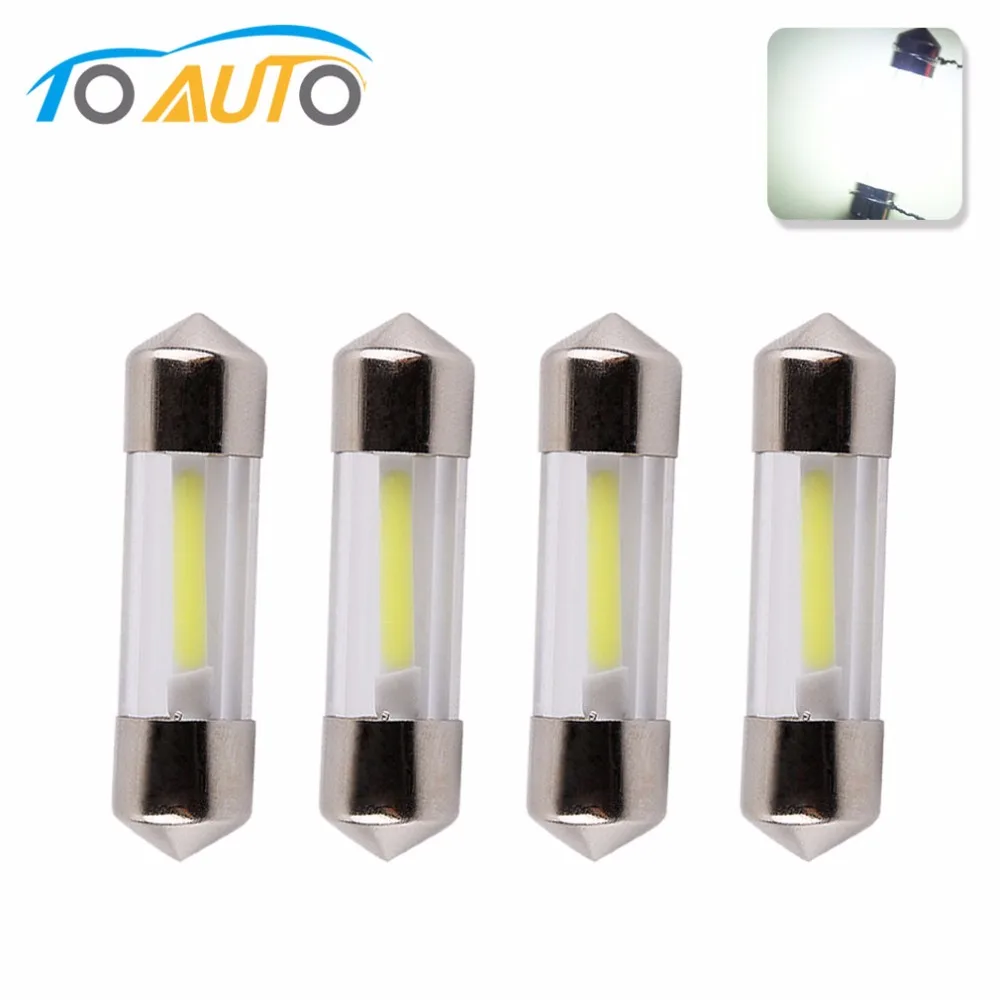 

4PCS C5W COB Led Car Interior Bulbs 31mm 36mm 39mm 41mm Glass Lens Festoon Dome Reading Light Source 12V White Double Tip Lamp