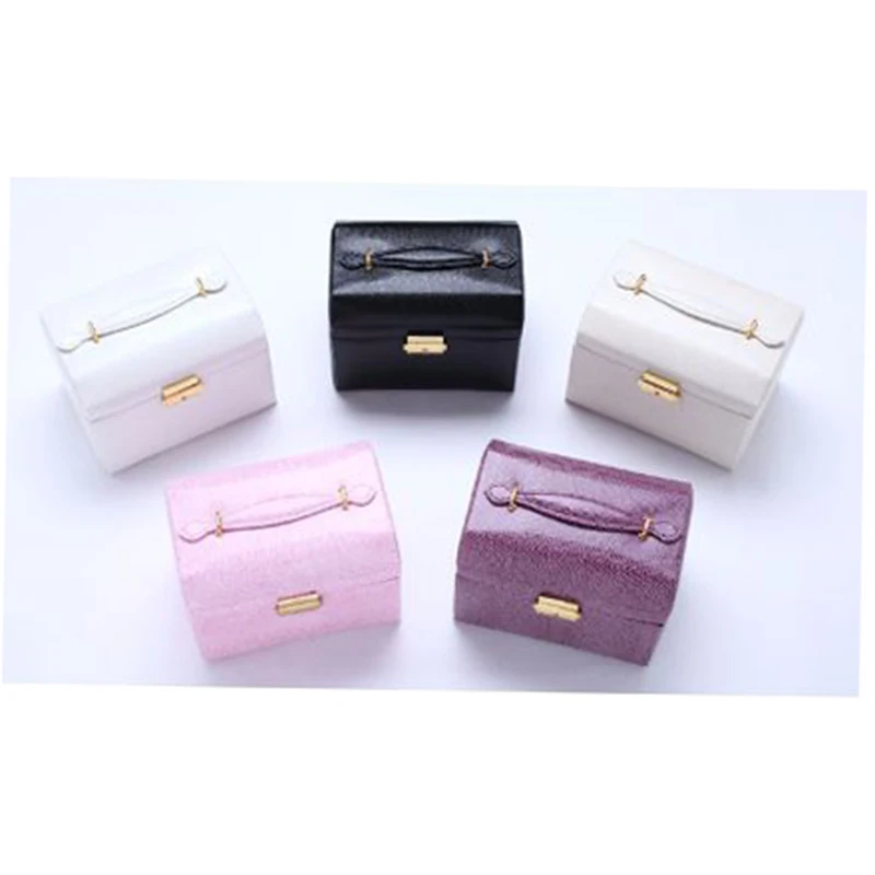LuxJuly Jewelry Storage Box with Drawer Portable Cosmetic Case Multi-Layer Solid Color PU Leather Package | Украшения и