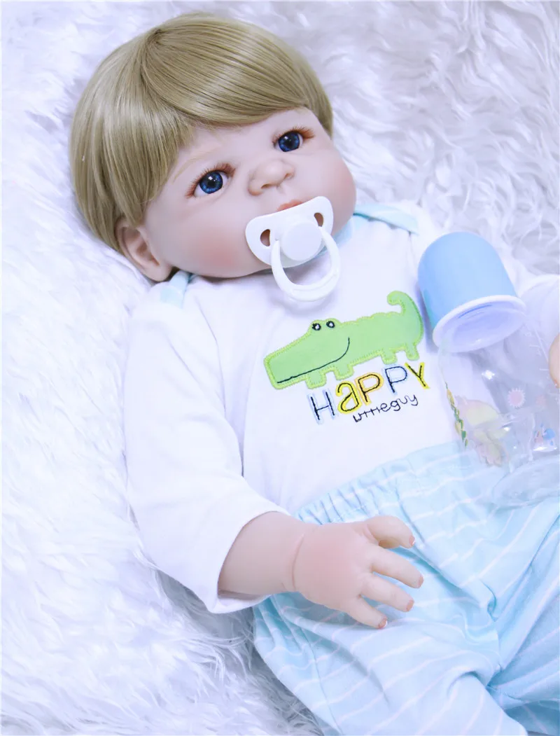 DollMai 22&quot full body silicone reborn dolls newborn baby fashion gift blond hair girl boy bebe alive bonecas | Игрушки и хобби