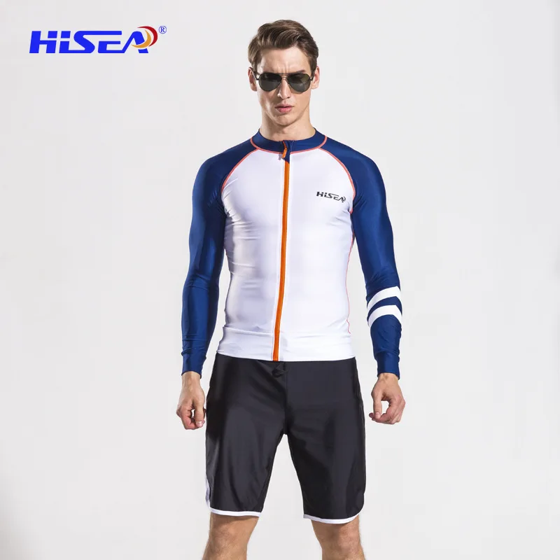 HISEA S070 Мужская Пляжная футболка рашгарды Двухсекционный купальник с длинными